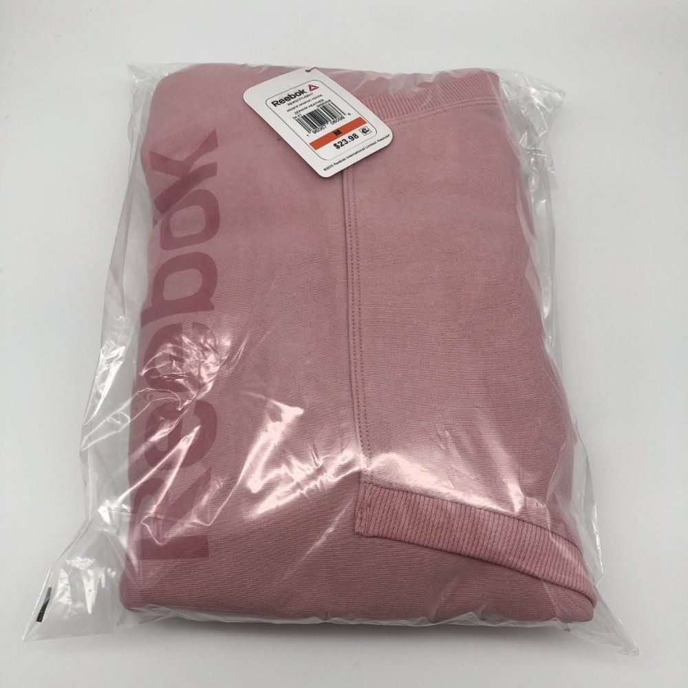 Reebok Women's Elite Cozy Graphic Fleece Hoodie Sweater, Pink, M L, NEW - Picture 2 of 4
